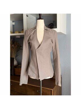 IMPROVD Gray Linen Cotton Moto Blazer Jacket Size S Tailored Fit